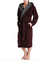 David Archy Men's Hooded Fleece Plush Bathrobe