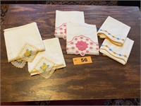 3 - VINTAGE HAND STITCHED PILLOW CASE SETS