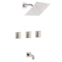 Brushed Nickel 3 Handle Shower Faucet Set with