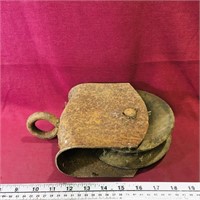 Antique Wood & Iron Block Pulley