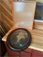Antique Oval Framed Picture & Empty Frame