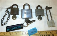 4 Keyed Locks - Brass US, American, Master