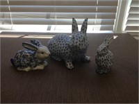 Collection of Three Porcelain Herend-Style Rabbits