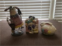 Collection of Tin & Ceramic Easter Bunny's