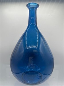 Blue glass bottle vase
