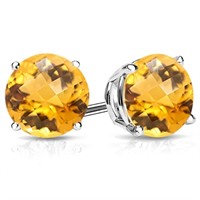 10MM Round Cut Citrine 7.5CTW Stud Earrings in Ste