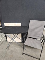 Lawn Chair, Plastic Table, Pin Board