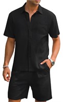 ($49) EISHOPEER Men Linen Outfits Sets Casual,M
