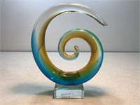 Blown Glass Spiral Statue, 7.5in Tall X 6in Wide