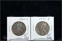 (2) Walking Liberty Half Dollar -