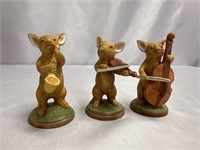 3 VINTAGE 1979 ENESCO PORCELAIN PIG BAND