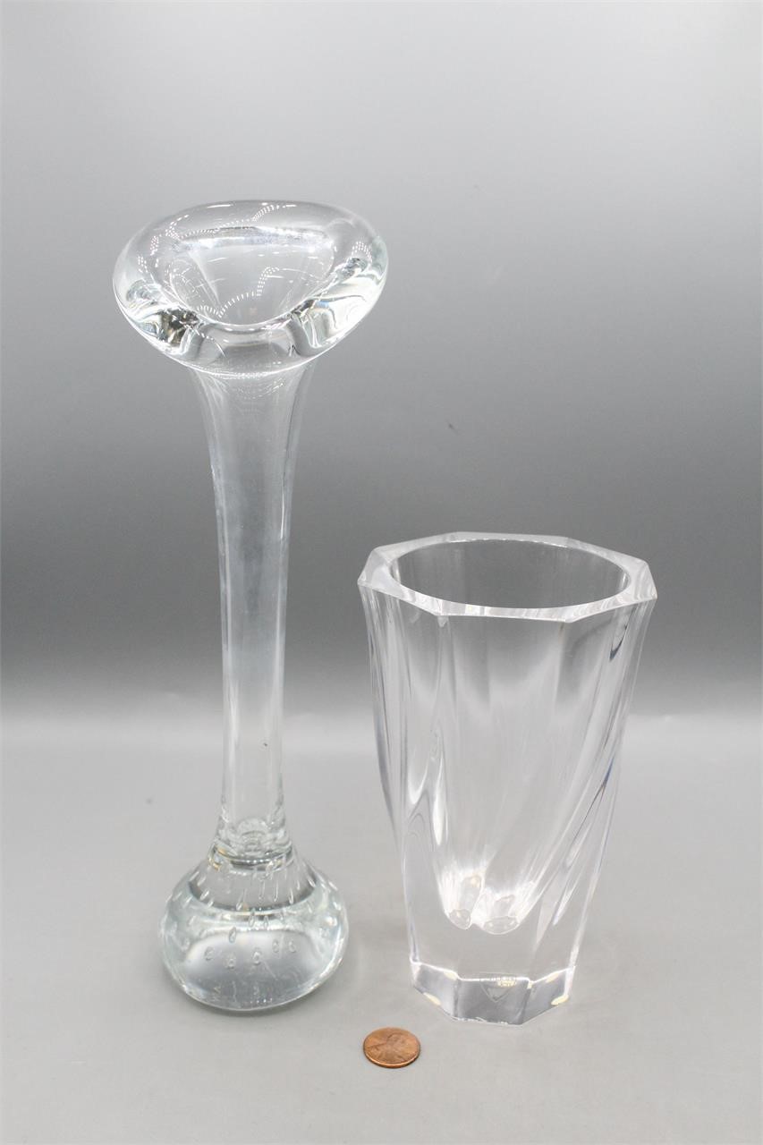 Orrefors Crystal & "Lily" Blown Glass Vases
