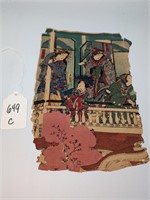 Ant. Japanese Art Woodblock Prints on Crepe Paper
