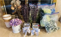 ASSORTMENT OF DRY FLOWERS AND VASES