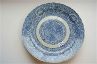 Large blue & white charger, floral detail,