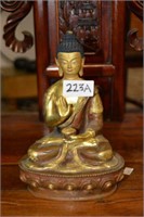 Fine gilt bronze Tibetan seated Buddha