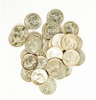 Coin Bag of 32 Washington Silver Quarters-F-BU