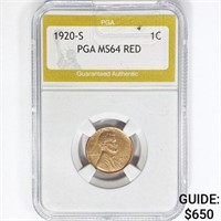 1920-S Wheat Cent PGA MS64 RED