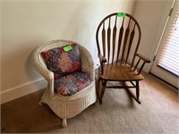 Vintage Whicker Chair & Rocker Chair