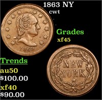 1863 NY Civil War Token 1c Grades xf+