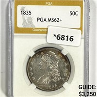 1835 Capped Bust Half Dollar PGA MS62+