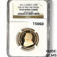 2011 S. Africa 1/2KR One of 1st 300 NGC-PF69 UC