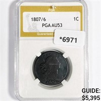 1807/6 Draped Bust Large Cent PGA AU53