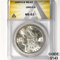 1890-S Morgan Silver Dollar ANACS-MS61