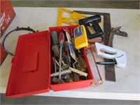 Plastic tool box w/misc. tools