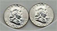 (2) 1955-P Franklin Silver Half Dollars - GEM
