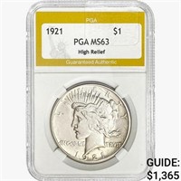 1921 Silver Peace Dollar PGA MS63 HR