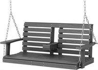 KINGYES Outdoor Hanging Porch Swing  2 Seat  Gray