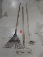 (2) Rakes & (1) Garden Tool