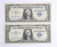 (2) SERIES 1957A $1 SILVER CERTIFICATES