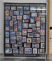 Framed stamps "Unicef" - about 21" x 27"