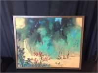 Framed Landscape Painting on Cloth