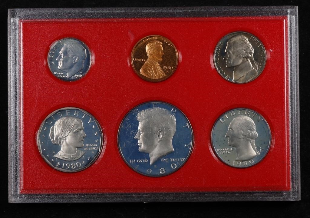 1980 United Stated Mint Proof Set 6 coins No Outer