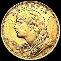 1947B .1867oz. Gold Switzerland 20 Francs