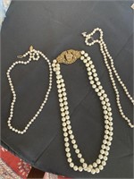 Vintage Geno Faux Pearls and 2 Other Strands 24"