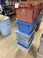 5 TOTES W/ HINGED LIDS