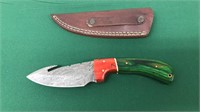 Custom Damascus Skinning Knife & Sheath