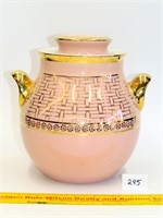Pink & Gold cookie jar by Hall's Superior Quality