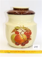 Vintage fruit cylinder cookie jar, unmarked
