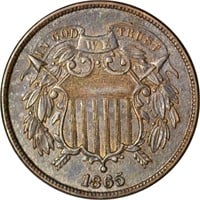 1865 TWO CENT PIECE - XF/AU