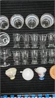 Assorted vintage glass ware and china tea cups