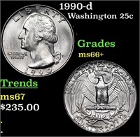 1990-d Washington Quarter 25c Grades GEM++ Unc