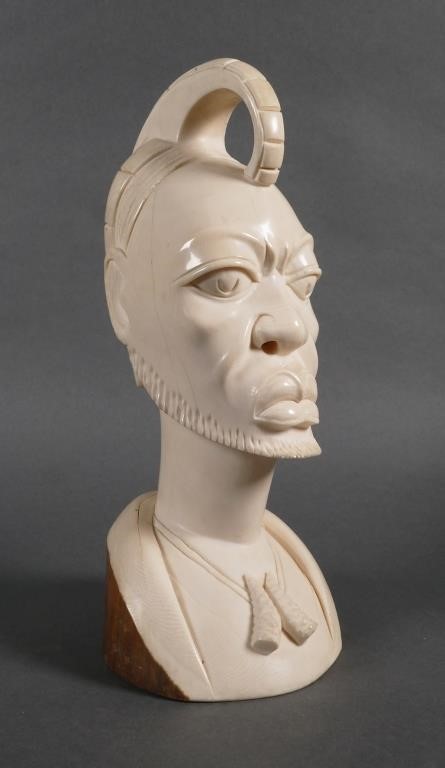 African 10-1/2" Carved Ivory Male Bust