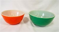 Green & Orange PYREX Mixing Bowls