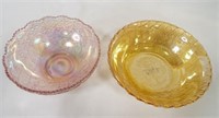 Iridescent Indiana Carnival Glass Amber & Pink