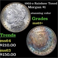 1902-o Rainbow Toned Morgan $1 Grades Select+ Unc